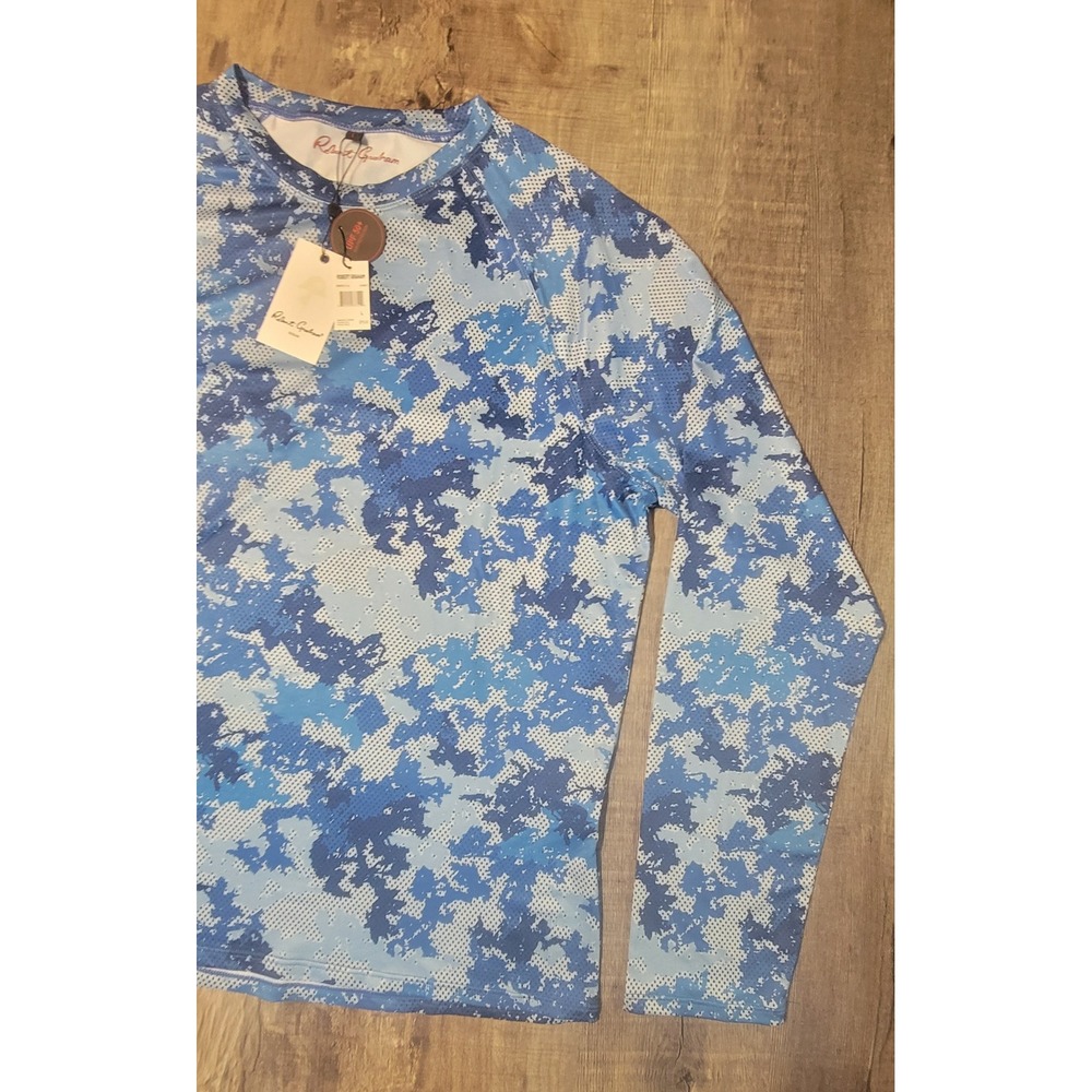 Robert Graham Mens Blue Camo Rash Guard UPF 50+ Swim Shirt SMRG114 NWT Large